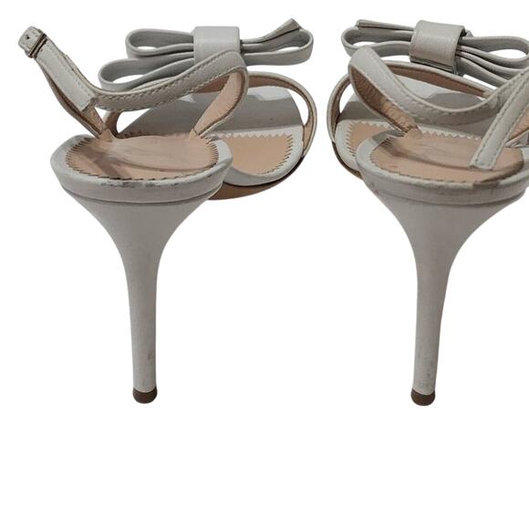 GIUSEPPE Zanotti white bow‎ trimmed heeled sandals size 37 US size 7 6.5? - Picture 6 of 8